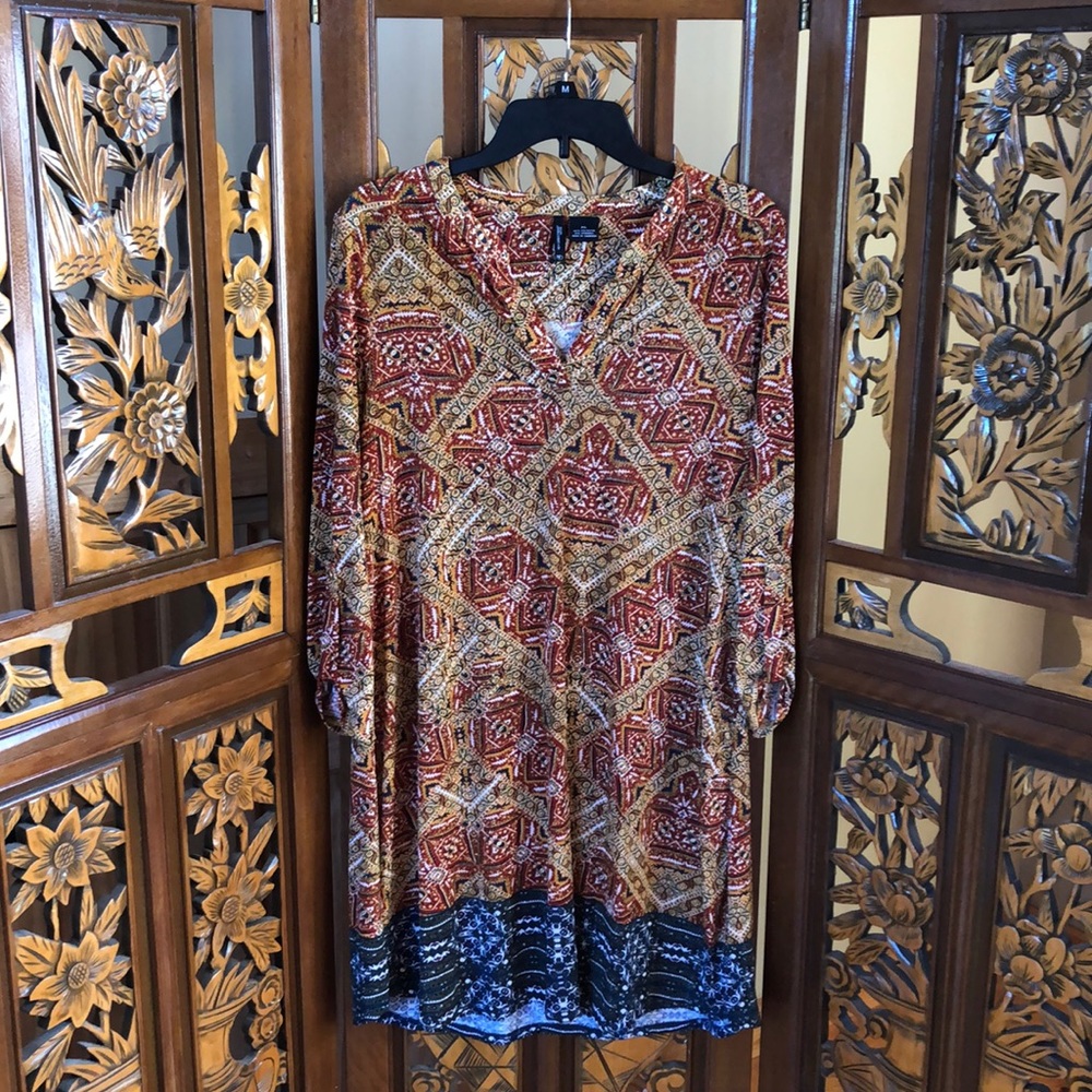 New Directions Aztec Geometric Print Dress Size PL